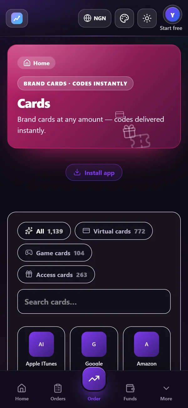 Gift & game cards in the storefront