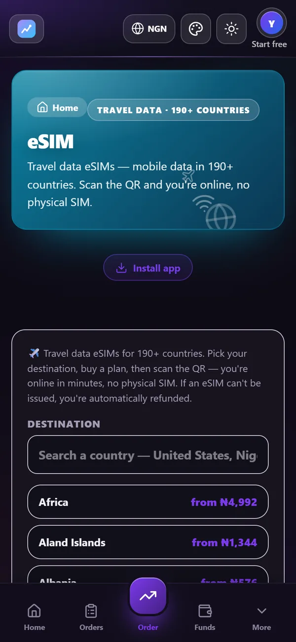 Travel eSIMs in the storefront